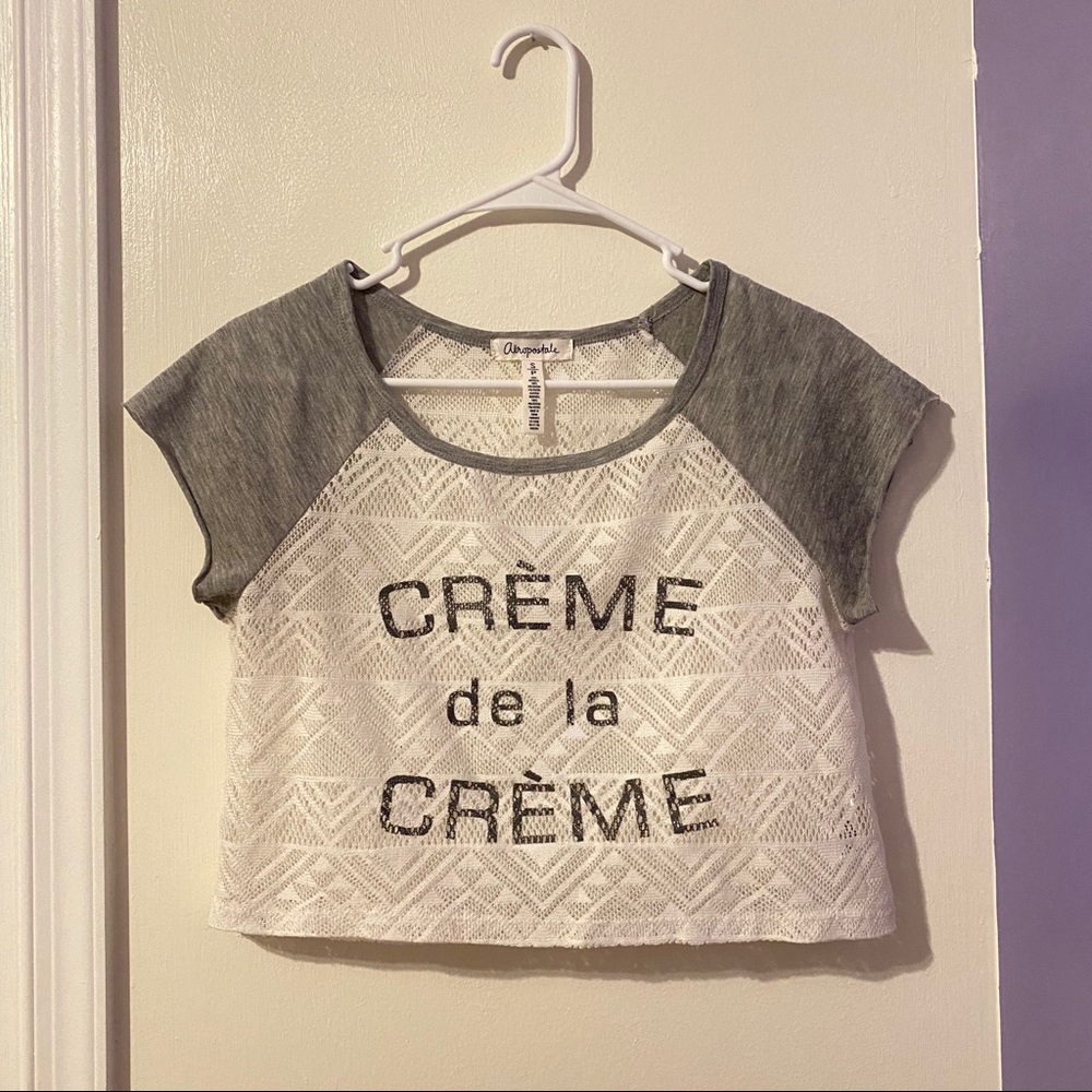 Aeropostale Gray and White Crop Top S